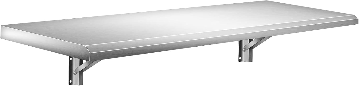 Concession Shelf 48L x 12W Inch, Stainless Steel Drop Down Folding Serving Food Shelf Stand Serving for Concession Windows