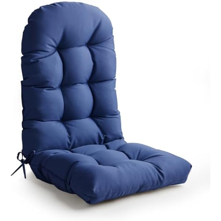 Adirondack Chair Cushion, High Back Patio Cushions with Adjustable Ties, 48.8x20.4x4.3, Waterproof Tufted Pillow, Fade Resistant Seat Rocking Chair Cushion for IndoorOutdoor, Royal Blue, 1