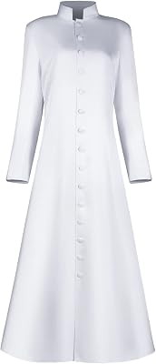 Clergy Robes Women Cassock Pulpit Clergy Church Minister Liturgical Robe VestmentWhite,M