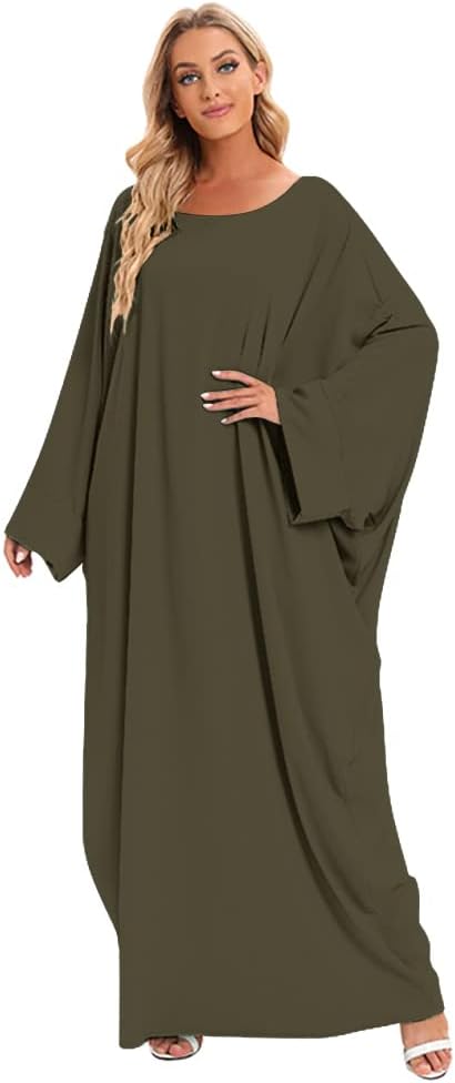 Muslim Dresses for Women, Long Sleeve Eid Islamic Prayer Jilbab Khimar Cardi Robe Middle East Maxi Abaya Dress