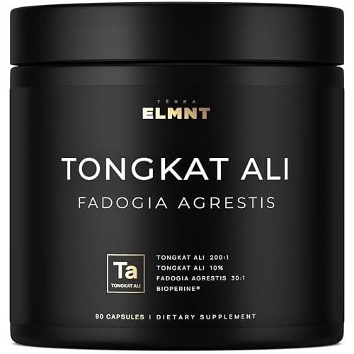 200x Strength Tongkat Ali for Men w. Fadogia Agrestis Extract - 10% Eurycomanone Longjack Highest Potency Fadogia Agrestis Tongkat Ali Supplement - Muscle Growth & Test Booster Pills for Men
