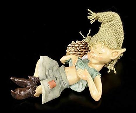 Pixie Leprechaun Figurine Cuddles with Hedgehog Gnome Dwarf Decoration