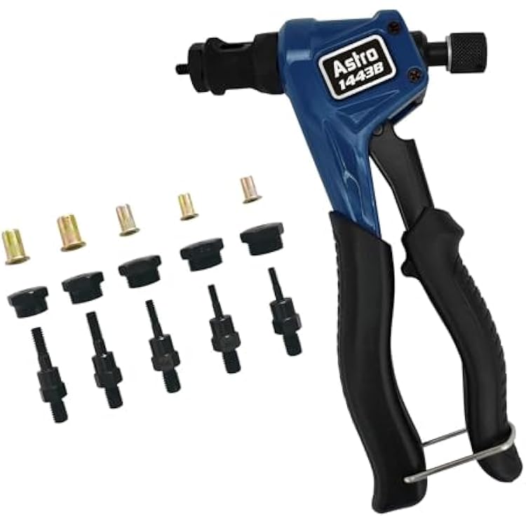 Astro Pneumatic Tool 1443B Professional Hand Rivet Nut Kit SAE & Metric with Rivet Nuts, Alloy Steel