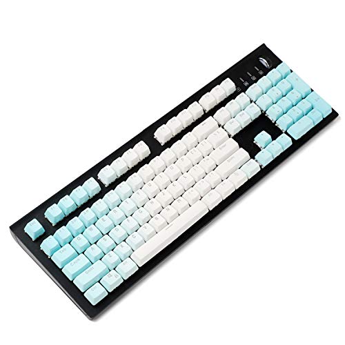 YMDK Double Shot 104 Dyed PBT Shine Through Keyset OEM Profile Keycap Set for Cherry MX Switches Mechanical Keyboard 104 87 61,Blue White Gradient Only Keycap