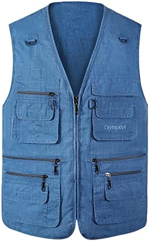 Mens Outdoors Fishing Vest Multi Pocket Waistcoats Sleeveless Jackets Tops Camping Hunting Photography Gilet