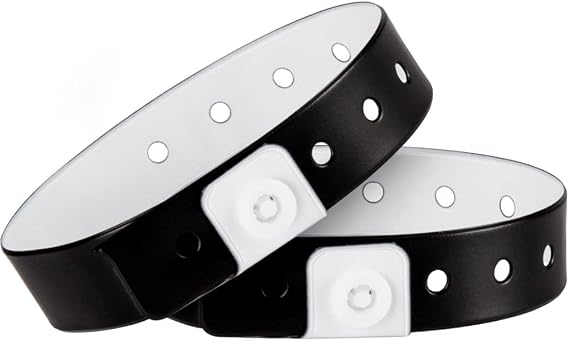 Ouchan Plastic Wristbands Black 100 Pack, Viny Wristbands for Events