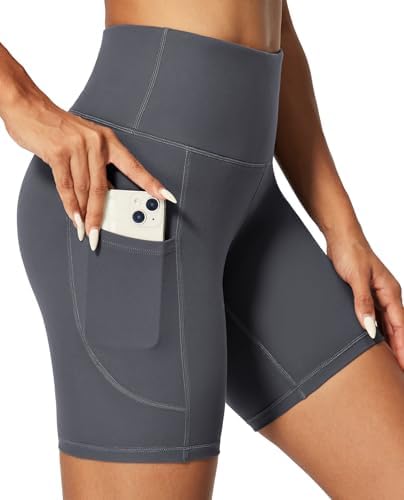 IUGA Biker Shorts Women 6 Tummy Control Workout Shorts Women with Pockets High Waisted Yoga Running Gym Spandex Compression