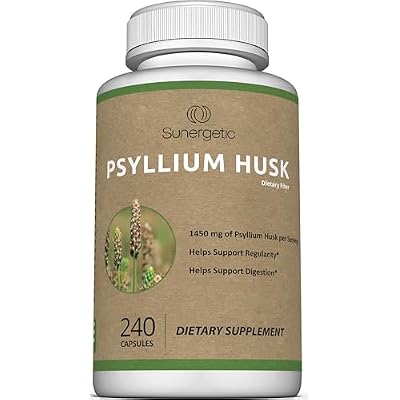 Premium Psyllium Husk Fiber Supplement 1450mg, 240 Capsules