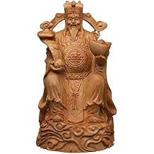 Solid Wood God of Wealth Statue,Feng Shui Caishen Statue,God of Fortune Statue Home Office Store Decor