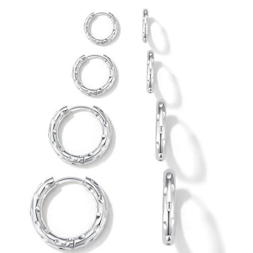 4 Pairs Small Gold Hoop Earrings Set for Women Hypoallergenic 14K Gold Plated Cartilage Hoop Earrings Lightweight Huggie Hoops Earrings