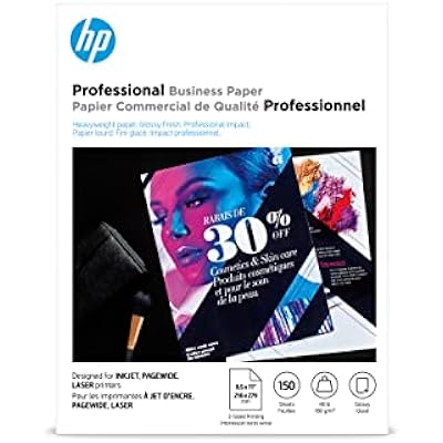 HP Professional Business Paper, Glossy, 8.5x11 in, 48 lb, 150 sheets, works with inkjet, PageWide, laser printers Q1987A