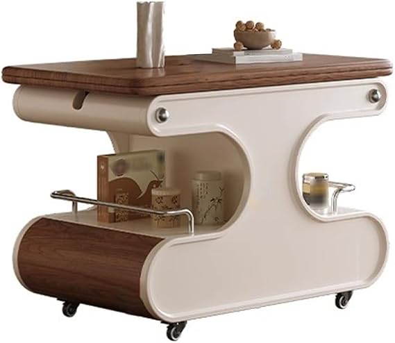 Lift Top Coffee Table for Living Room, Folding End Tables with Storage and Wheels, Modern Wood Coffee Tables Convertible Dining Table, Square Sofa Side Table for Small Space Apartment
