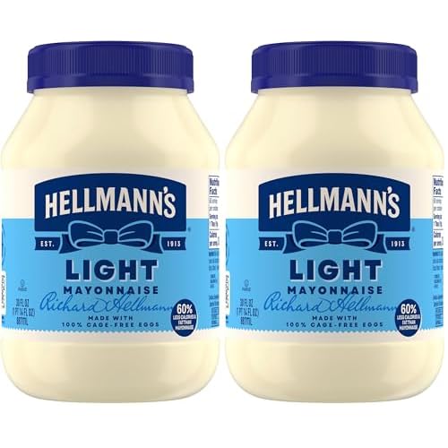 Hellmanns Light Mayonnaise For A Creamy Condiment for Sandwiches and Simple Meals Light Mayo Made With 100% Cage-Free Eggs 30 oz Pack of 2