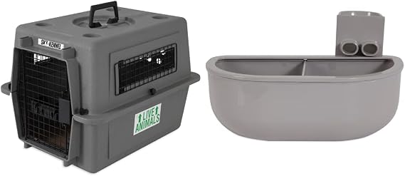 Petmate Sky Kennel Pet Carrier and Double Diner Kennel Bowl for Pets