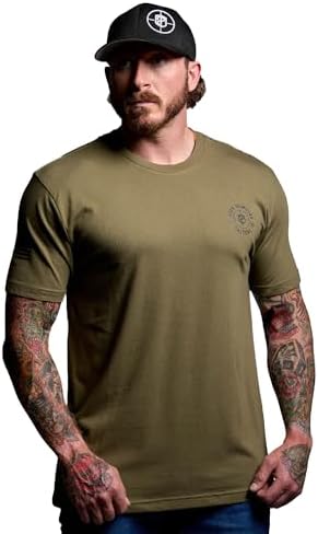 Born Primitive Mens Tactical Reaper Tee - Lightweight Athletic Fit Short Sleeve Crew Neck T-Shirt with American Flag Sleeve