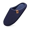 ONCAI Men's House Slippers, Cushion Memory Foam Shake Fleece and Man House Shoes with Faux Fur Lining and Indoor Outdoor Rubber Soles US Size 7-15