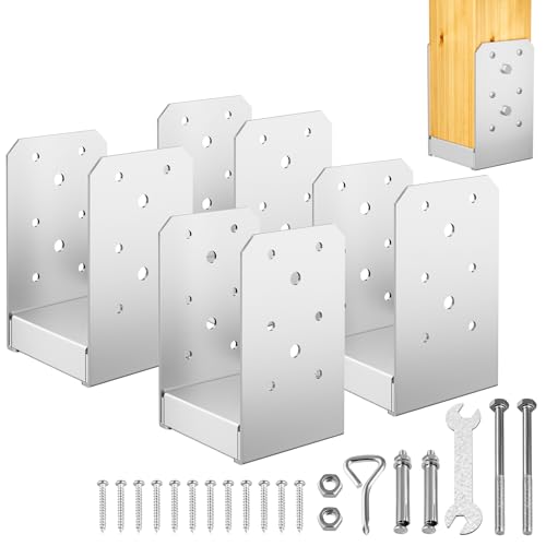 4x 4 Post Base, 4Pcs Stainless Steel Adjustable Post Anchor BracketInternal 3.5 x 3.5, Adjustable Post Base for Pavilion Deck Porch Handrail Railing Support Decorative Anchor Plate