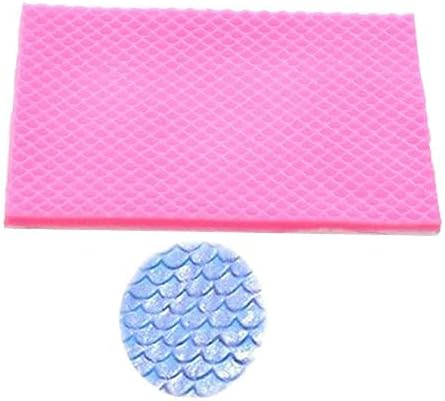 Mermaid Tail Scales Silicone Imprint Mat Gum Paste Press Mold Cake Embosser Fondant Decorating Mold Fish Scale Embossing Mold DIY Baking Tools Sugarcraft Clay Mould Chocolate Candy Molds