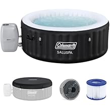 Coleman SaluSpa Miami AirJet 2 to 4 Person Round Inflatable Hot Tub Portable Outdoor Spa with 120 Soothing AirJets and Insulated Cover, Black