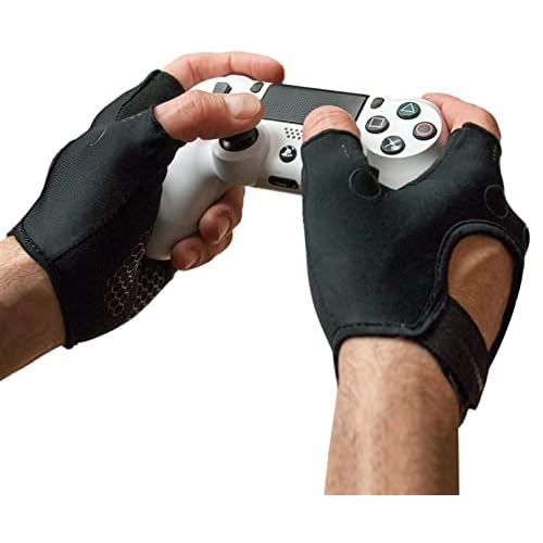 Foamy Lizard Gaming Grip Gloves Hexotech Pro Gamer Anti-Sweat Fingerless Tactical Gloves for Controller Grip Perfect for Xbox Series X, PlayStation 5 Dualsense Set of 2 Gloves