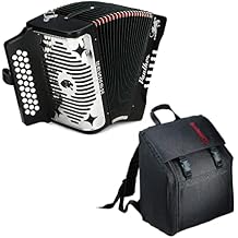 Hohner Accordions 3100FB Panther 3-Row Diatonic Accordion - Keys of F/Bb/Eb - Black Bundle with Hohner AGB Gig Bag (2 Items)