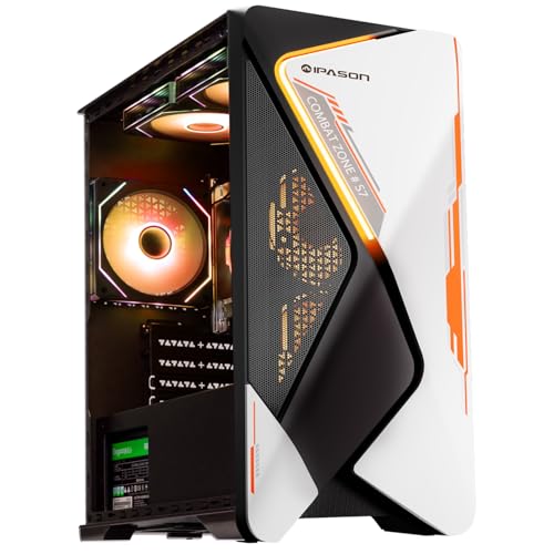 IPASON Gaming Desktop AMD Ryzen 5 5600GT Beats Intel 10th-gen i7 & Lower AMD Radeon Vega 7 16GB DDR4 3200MHz 1TB M.2 NVMe 550W PSU Windows 11 Home Prebuilt Gaming PC New Computers White & Black