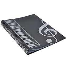 Music Sheet File Paper Storage Folder Documents Holder Blank Sheet Files Plastic A4 Size 40 Pockets (Music Sheet Black)