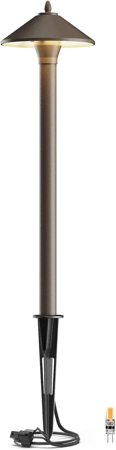 GOODSMANN Landscape Lighting Low Voltage Path Lights Floodlight Outdoor Lighting with Replaceable LED Bulb 1.2W 40 Lumens 2700K Brown 9121-11501-01A
