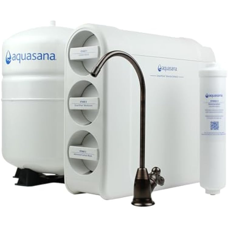 Aquasana SmartFlowTM Reverse Osmosis Water Filter System - High-Efficiency Under Sink RO Removes up to 99.99% of 90 Contaminants, Including Fluoride, Chlorine, and Lead - Oil Rubbed Bronze ORB Faucet