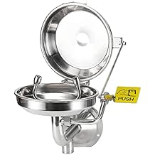CGOLDENWALL Wall Mounted Eye Wash Station with Cover OSHA Approved Emergency Eyewash Station Eye Face Washing Sink, with Eye Wash Sign, NPT Thread, 304 Stainless Steel Bowl+Cover