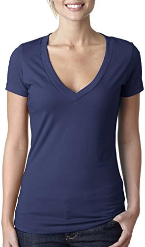 Clementine Next Level Deep V-Neck Tee (6640) Storm, L
