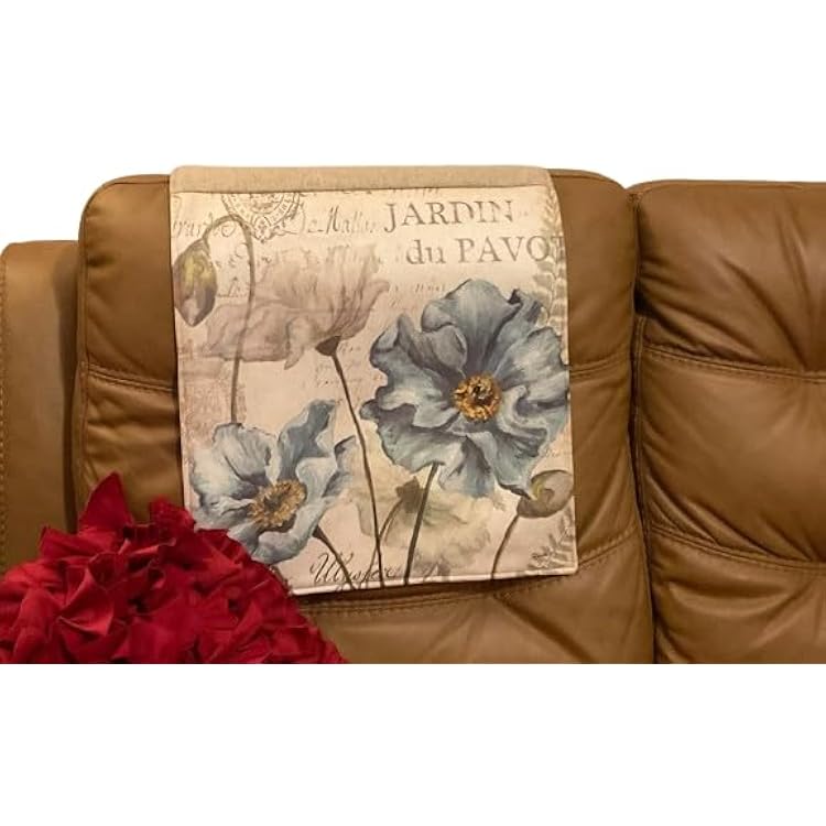 Blue Flower headrest Covers for recliners Furniture slipcover Furniture Protectors recliners Sofas loveseats Theater Chairs Office Chairs Beach House sunroom Family Room den Nursery