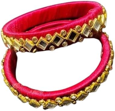 Handcrafted Silk Thread Bangles, Traditional Design, Set of 2