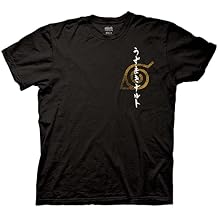 Ripple Junction Naruto Shippuden Men's Short Sleeve T-Shirt Hidden Leaf Village Outline Splatter Crew Officially Licensed
