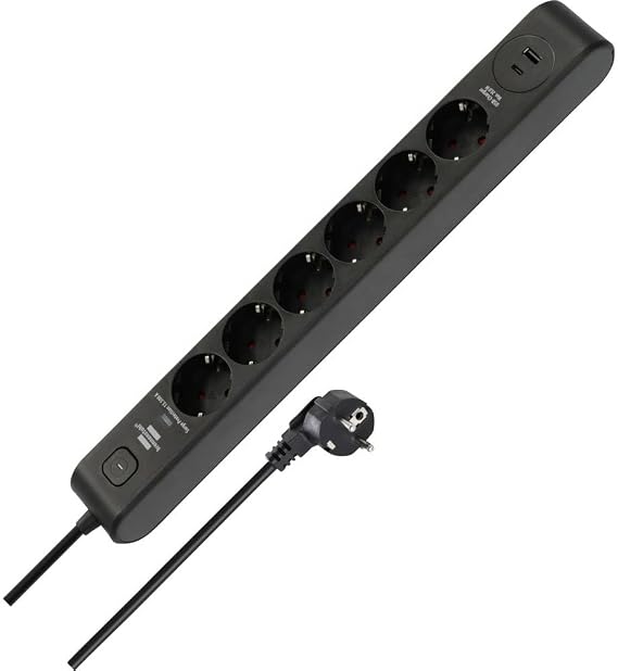 Brennenstuhl 1150790602 Power Strip Black, Anthracite Protective Contact Pack of 1