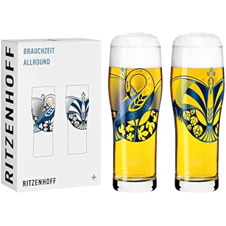 RITZENHOFF 3781004 Drinking Glass Universal 600 ml Brauchzeit No. 4 Series Set of 2 with Matching Motif Made in Germany