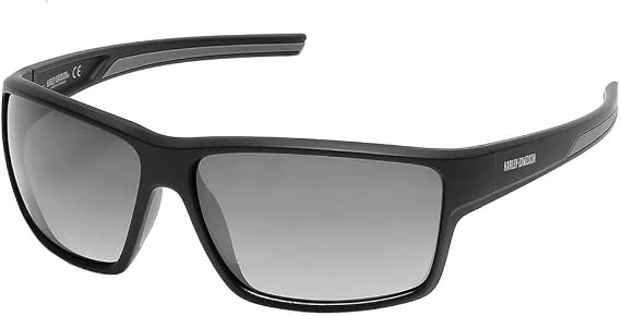 Harley-Davidson Mens Deep Sport Wrap Sunglasses, Black Frame/Smoke Mirror Lenses