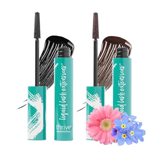 Thrive Causemetics Liquid Lash Extensions Mascara Brynn Rich Black & Crystal Brown Black