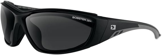 Bobster Rider Sunglass with Removable foam insert, Black Matte frame with Anti-fog Smoked lens