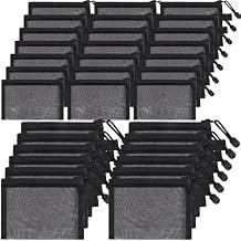 Leelosp 80 Pcs Mesh Zipper Pouch Bulk Mesh Cosmetics Bag Pencil Storage Pouch Toiletry Makeup Bags Employee Appreciation Gift for Office Travel Organization(Black,7.7 x 4.7 Inch, 9.5 x 7.1 Inch)