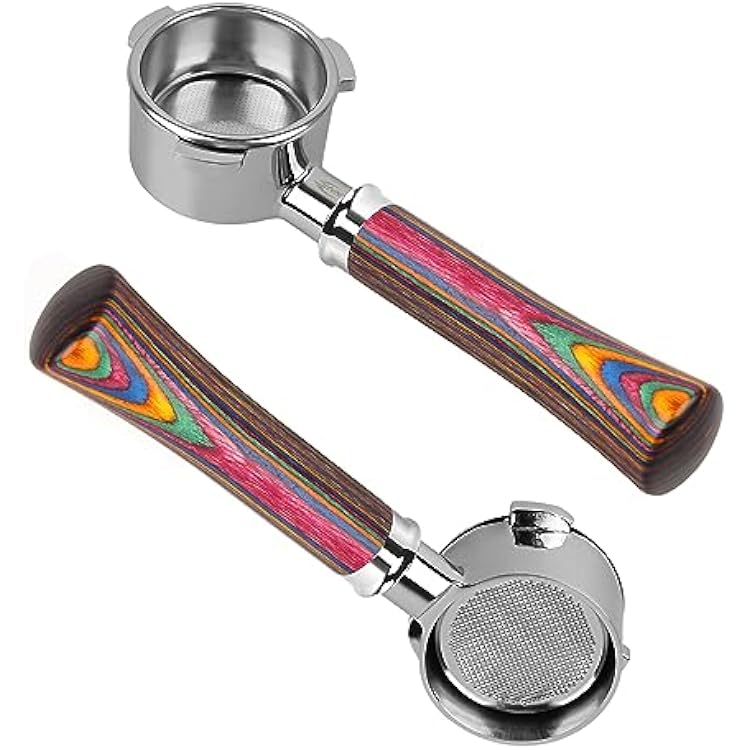 IKAPE Coffee Products, 54mm Bottomless Naked Portafilter Compatible with 54mm Breville Barista Series BES870878880 Machine & Solis Barista Machines Included 16g Capacity Filter Basket Colorful