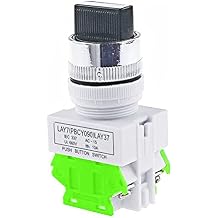 AMSH LAY37 22mm Rotary Switch 2/3 Position Knob Rotary 1NO/1NC and 2NO Rotary Switch DPST Locking Switch 660V Ui 10A Ith (Color : 2NO, Size : 3 Position)