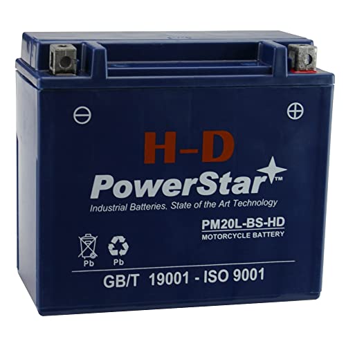 PowerStar YTX20L BS PM20L-BS-HD Battery Yamaha Grizzly 600 660 700 Motorcycle Battery For UTV ATV YTX20L-BS Maintenance Free - AGMSLA Powersports Battery