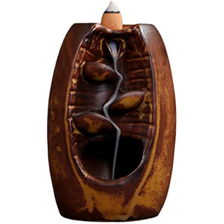 VALINK Backflow Incense Burner, Waterfall Ceramic Smoke Incense Burner Censer Holder, Mountain River Handicraft Incense Holder for Home Office Decoration