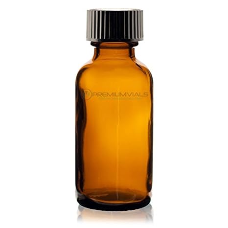 1 Oz (30 ml) Amber Boston Round Glass Bottle w/Cap - Pack of 12