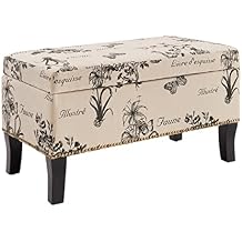 Linon Stephanie Ottoman, Botanical Linen