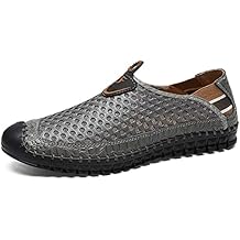 Men's Mesh Breathable Walking Loafers Outdoor Lightweight Slip-on Mesh Casual Shoes Stitching Honeycomb Hiking Shoes for Men Gray47
