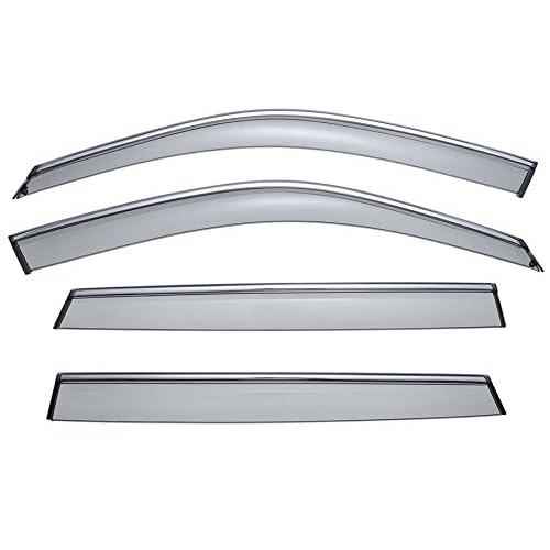 WellVisors Window Visors Wind Deflectors Compatible with BMW 2007-2018 X5 E70 F15 with Chrome Trim Rain Guards 3-847BM005