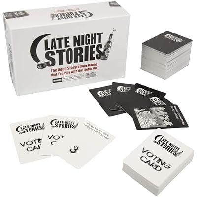 Late Night Stories Adult Party Game- Can You Weave a Story w The Cards Given to You? 250 Original Art Cards, 3-8 Players, Tell Your Tale & Earn the Best or Worst Votes, Fun Colleges 18, Gift