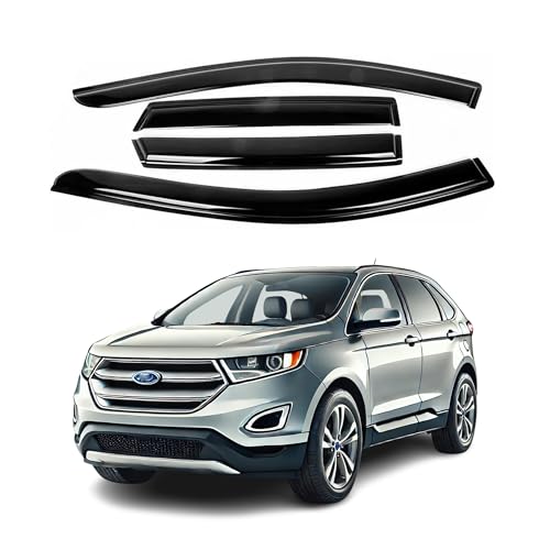 Fits Ford Edge 2007 2008 2009 2010 2011 2012 2013 2014 & Lincoln MKX 2007-2015 Safe Smoke Window Visor Set - Sun, Rain, and Vent Protection, 4-Piece Tape-On Window Deflector Guard Kit, 2mm Thickened